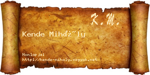 Kende Mihály névjegykártya